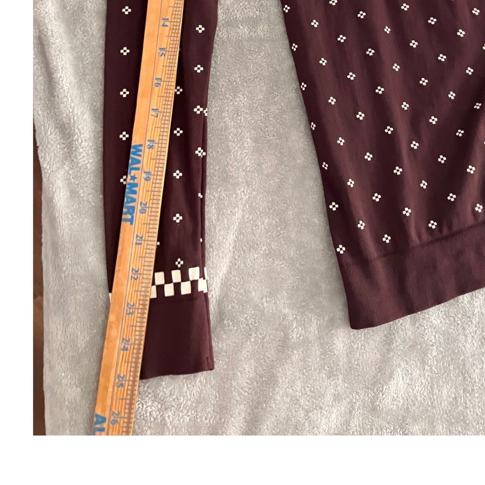 Sweaty Betty London Betty Base Layer Burgundy Fair Isle Turtleneck Top M Thermal - Picture 7 of 8